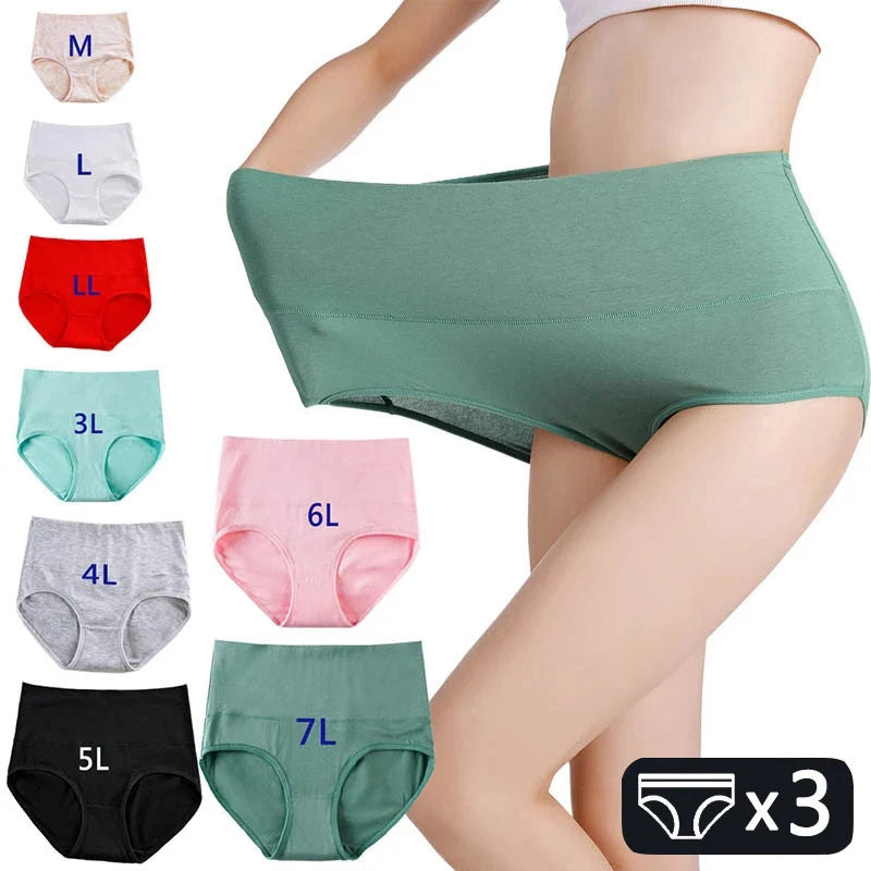 Women's Panties Plus Size High Waist Underwear for Female Sexy Lingerie Cotton Brief Grils Underpant Breathable Intimates Ladies