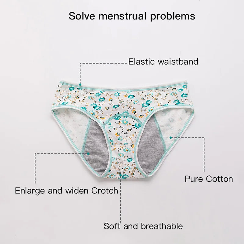 2 Pcs Menstrual Panties Women's Cotton Briefs Three Layers Of Leak-proof Girls Physiological Pants Student Mid Waist Panties