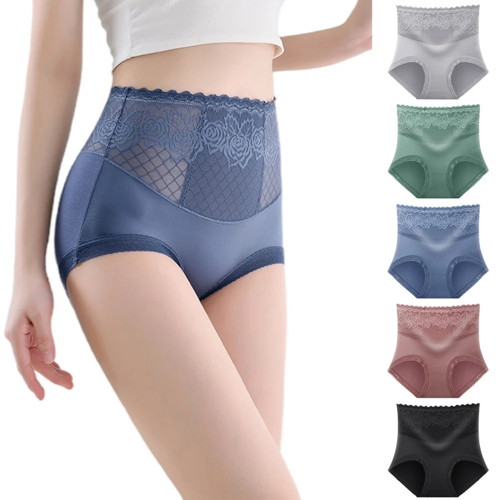 High Waist Tummy Control Panties Women Sexy Panty Ladies Seamless Lace Floral Underwear Sexy Panty Stretch Full Coverage